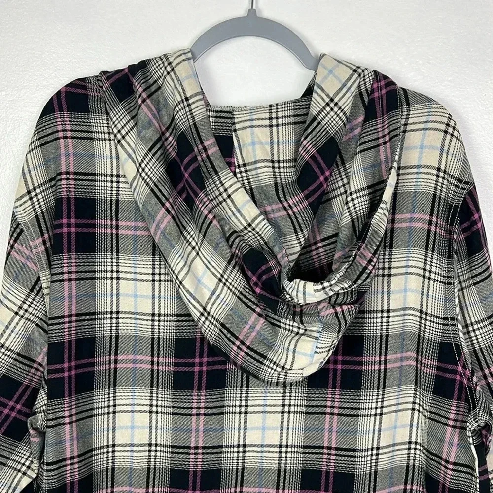 Urban Outfitters Mens Medium Hoodie Flannel‎ Scotch Plaid Shirt - Picture 8 of 9